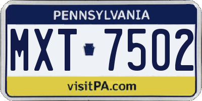 PA license plate MXT7502