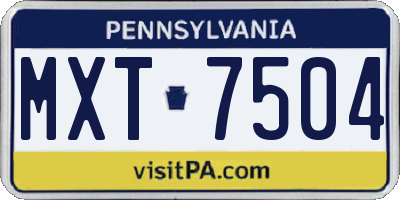 PA license plate MXT7504