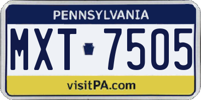 PA license plate MXT7505