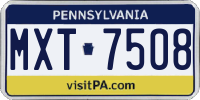 PA license plate MXT7508