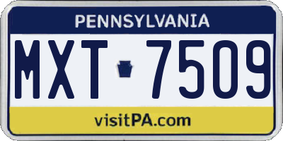 PA license plate MXT7509