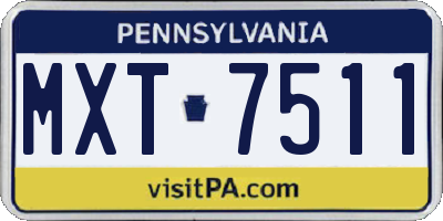 PA license plate MXT7511