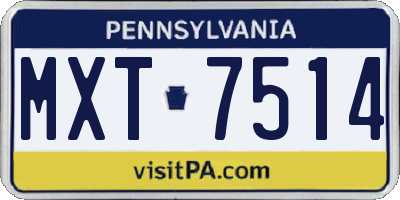 PA license plate MXT7514