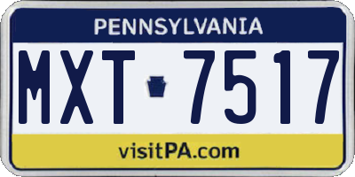 PA license plate MXT7517
