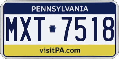 PA license plate MXT7518