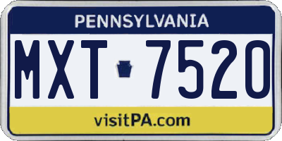 PA license plate MXT7520