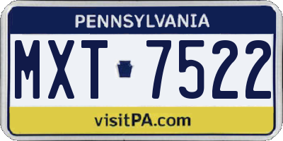 PA license plate MXT7522