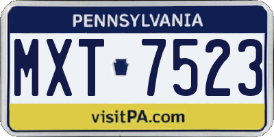PA license plate MXT7523