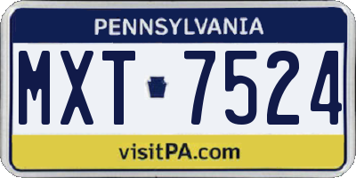 PA license plate MXT7524
