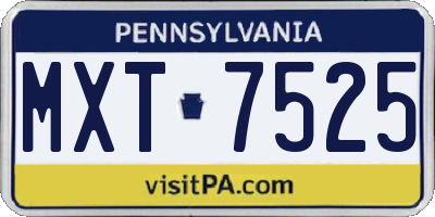 PA license plate MXT7525