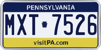 PA license plate MXT7526