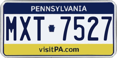 PA license plate MXT7527