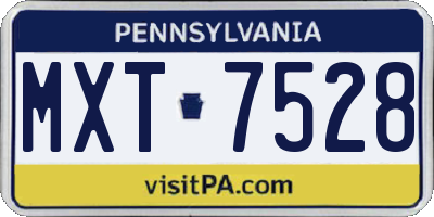 PA license plate MXT7528