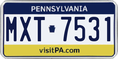 PA license plate MXT7531