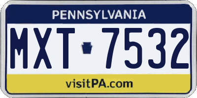 PA license plate MXT7532