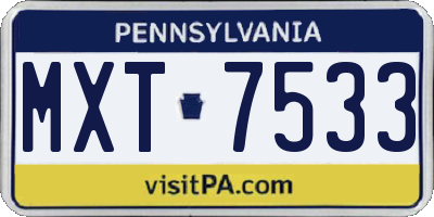PA license plate MXT7533