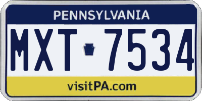 PA license plate MXT7534