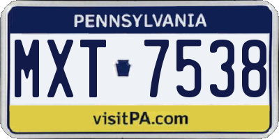 PA license plate MXT7538