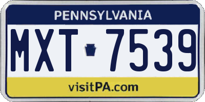 PA license plate MXT7539