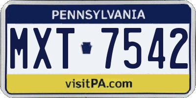 PA license plate MXT7542