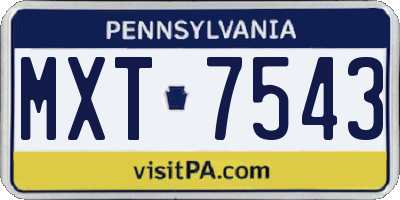 PA license plate MXT7543