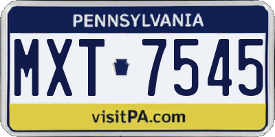 PA license plate MXT7545