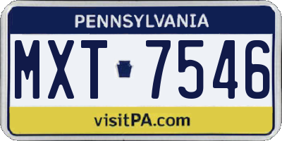 PA license plate MXT7546