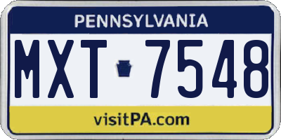 PA license plate MXT7548