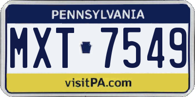 PA license plate MXT7549