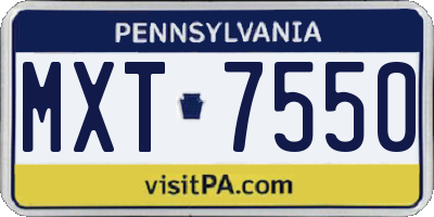 PA license plate MXT7550