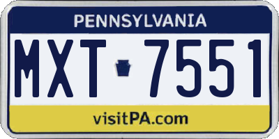 PA license plate MXT7551