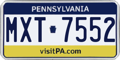 PA license plate MXT7552