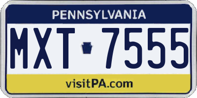 PA license plate MXT7555