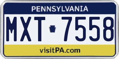 PA license plate MXT7558