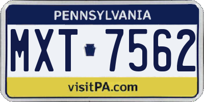 PA license plate MXT7562