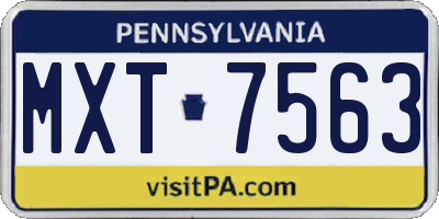 PA license plate MXT7563