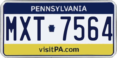 PA license plate MXT7564
