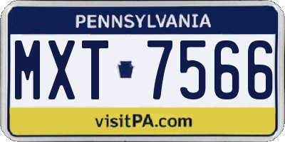 PA license plate MXT7566