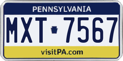 PA license plate MXT7567