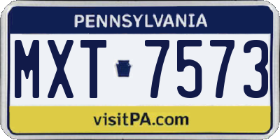 PA license plate MXT7573