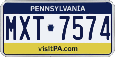 PA license plate MXT7574