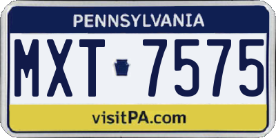 PA license plate MXT7575