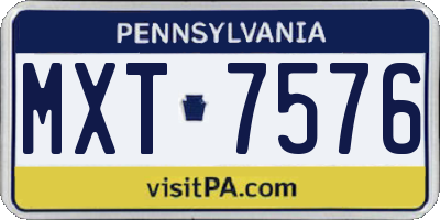 PA license plate MXT7576