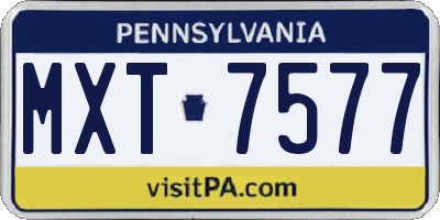 PA license plate MXT7577