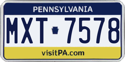 PA license plate MXT7578
