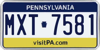 PA license plate MXT7581