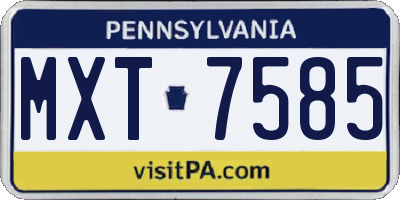 PA license plate MXT7585