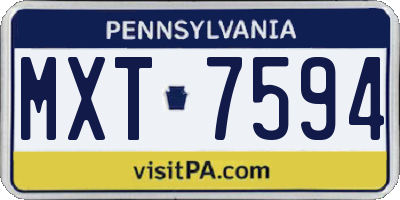 PA license plate MXT7594
