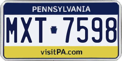 PA license plate MXT7598