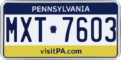 PA license plate MXT7603